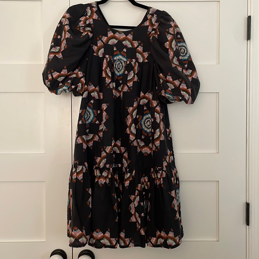 Sea NY patchwork puff sleeve dress